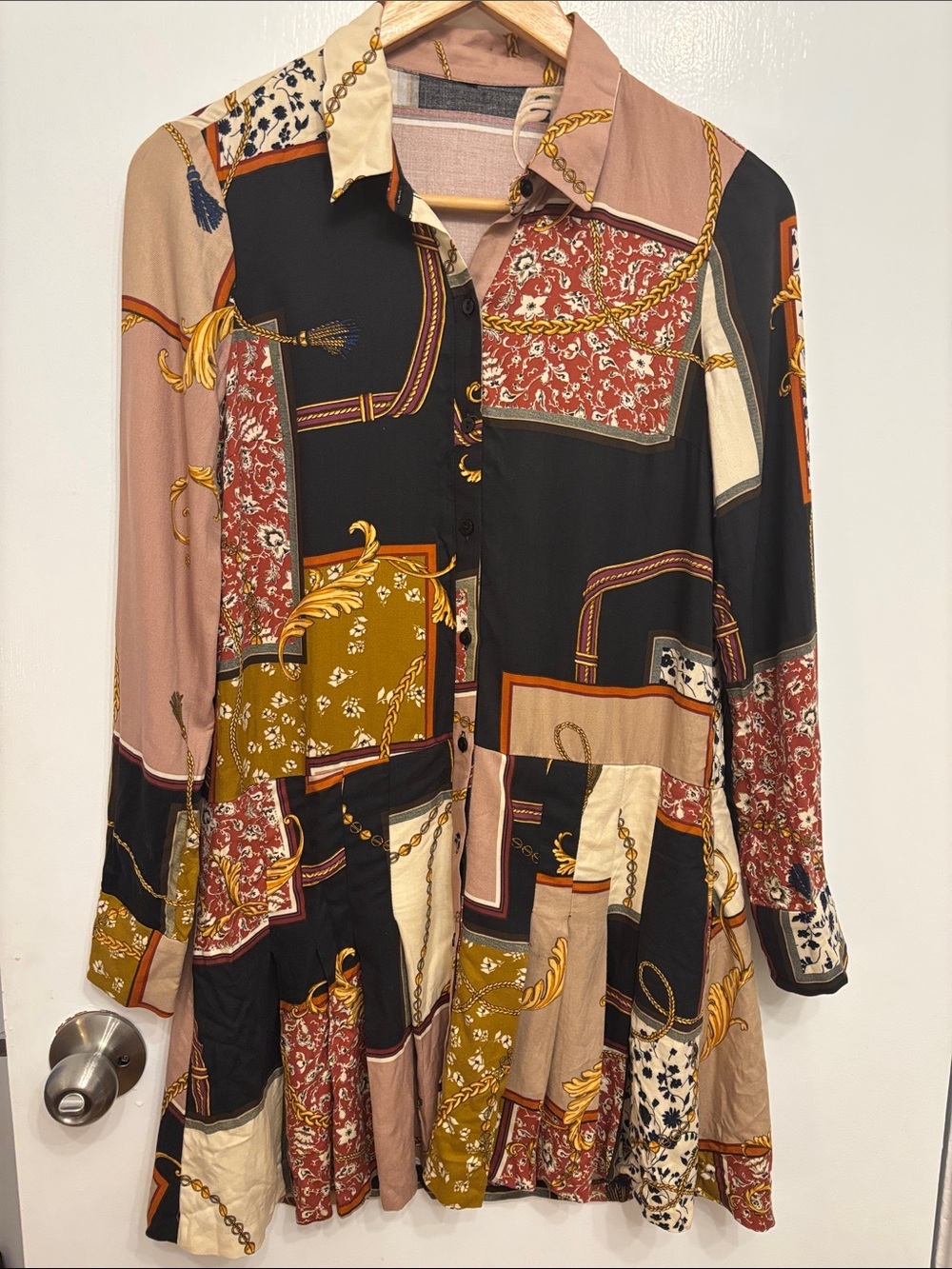 Zara Black Pink Mustard Patchwork Mini Dress